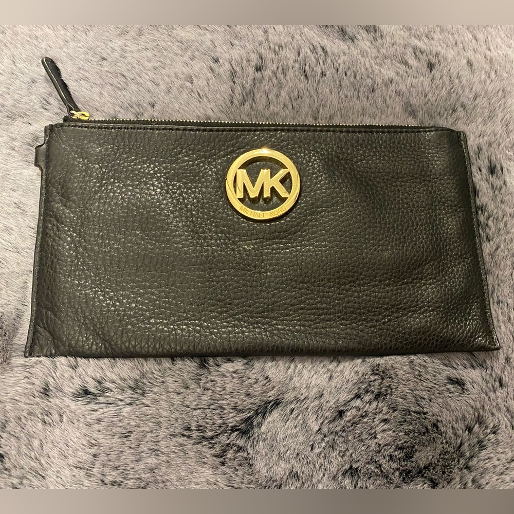 Michael Kors Black Leather Wristlet